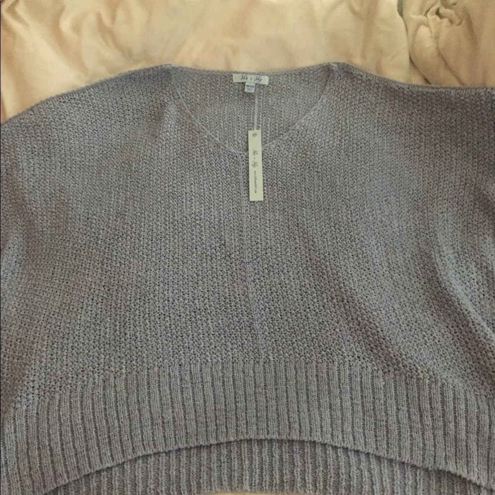 She + Sky crocheted light blue sweater!!